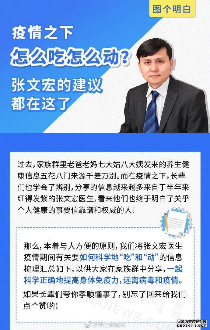 疫情之下怎么吃怎么動？張文宏的建議都在這了