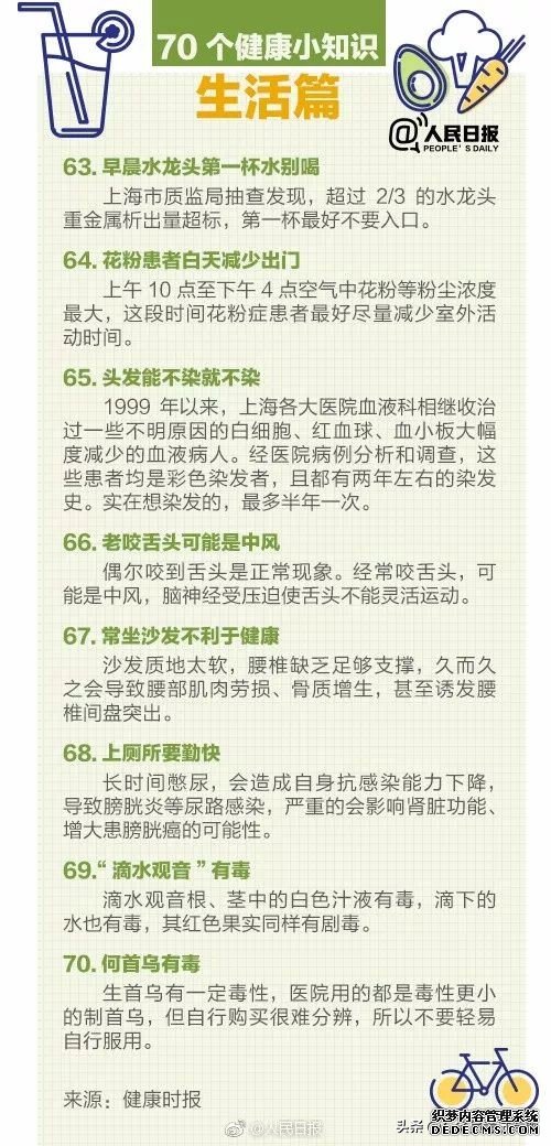 人民日?qǐng)?bào)發(fā)布：70個(gè)超實(shí)用健康小知識(shí)，值得收藏